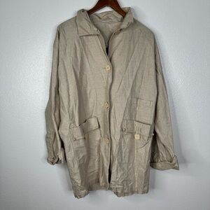 Maralyce Ferree‎ Linen Blend Big Button Jacket Size Medium